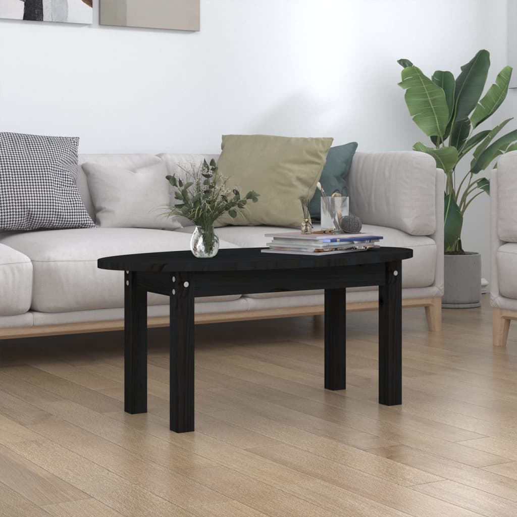 Berkfield Coffee Table Black 80x40x35 cm Solid Wood Pine