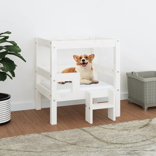 Berkfield Dog Bed White 55.5x53.5x60 cm Solid Wood Pine