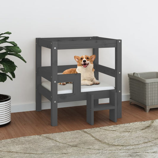 Berkfield Dog Bed Grey 55.5x53.5x60 cm Solid Wood Pine