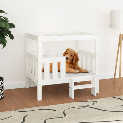 Berkfield Dog Bed White 75.5x63.5x70 cm Solid Wood Pine