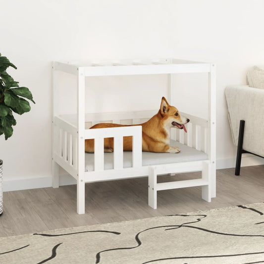 Berkfield Dog Bed White 95.5x73.5x90 cm Solid Wood Pine