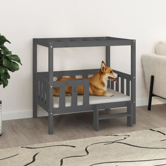 Berkfield Dog Bed Grey 95.5x73.5x90 cm Solid Wood Pine