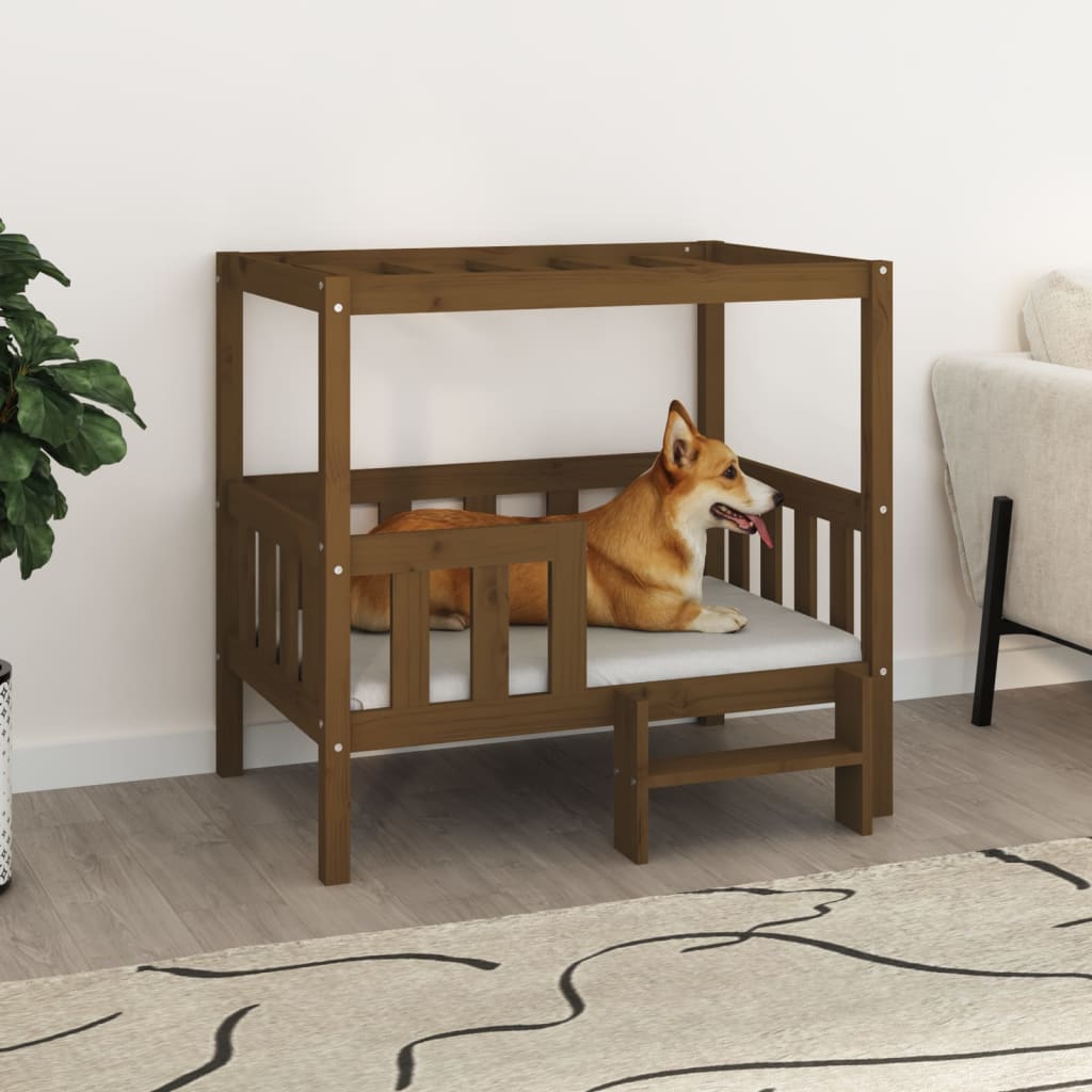 Berkfield Dog Bed Honey Brown 95.5x73.5x90cm Solid Wood Pine