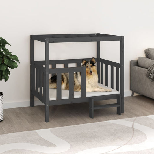 Berkfield Dog Bed Grey 105.5 x 83.5 x 100 cm Solid Wood Pine