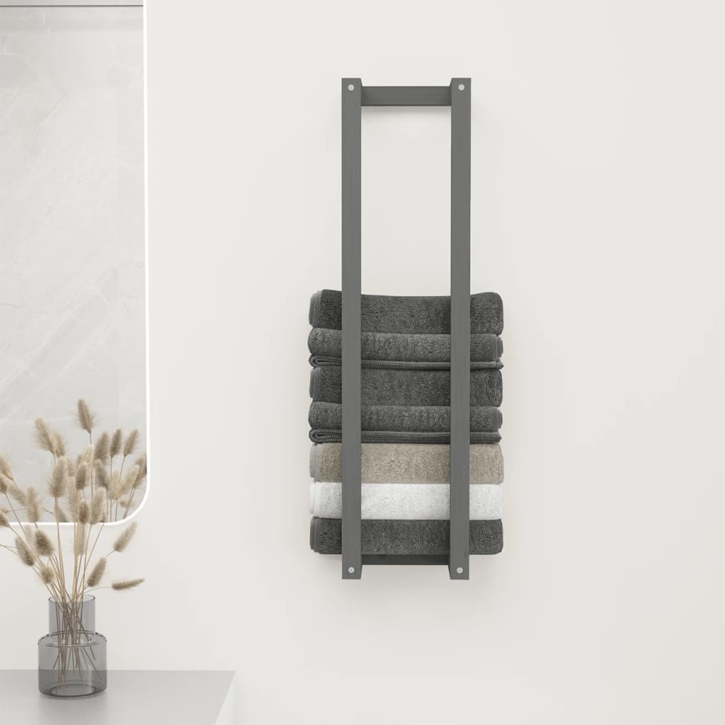 Berkfield Towel Rack Grey 23x18x90 cm Solid Wood Pine