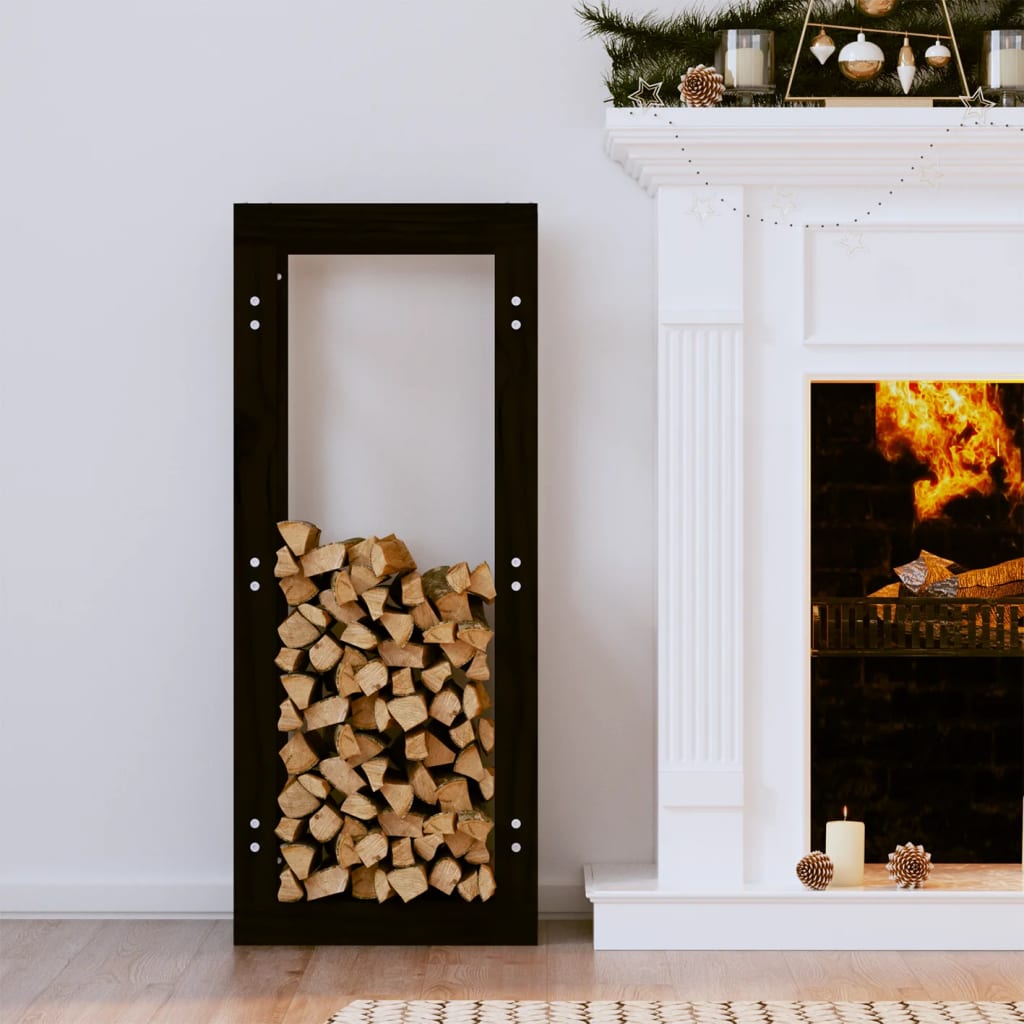Berkfield Firewood Rack Black 41x25x100 cm Solid Wood Pine