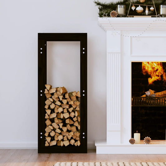 Berkfield Firewood Rack Black 41x25x100 cm Solid Wood Pine
