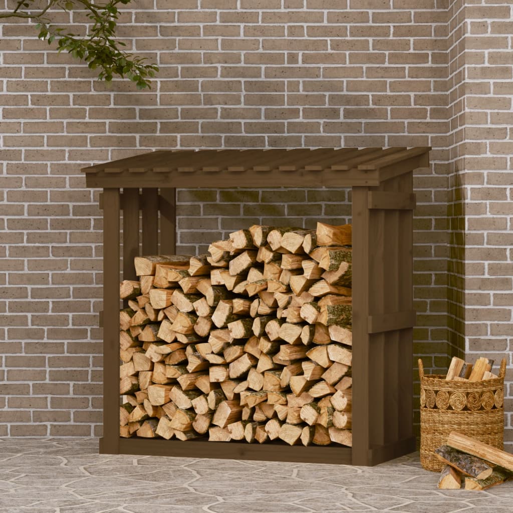 Berkfield Firewood Rack Honey Brown 108x64.5x109 cm Solid Wood Pine