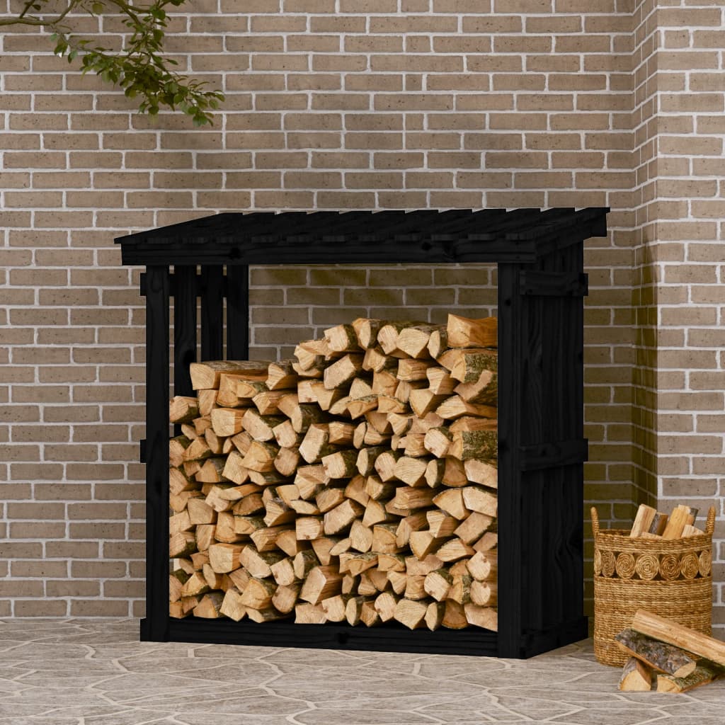 Berkfield Firewood Rack Black 108x64.5x109 cm Solid Wood Pine