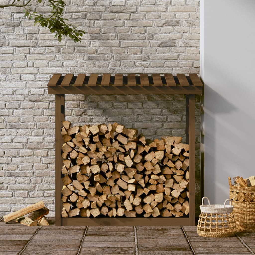 Berkfield Firewood Rack Honey Brown 108x64.5x110 cm Solid Wood Pine