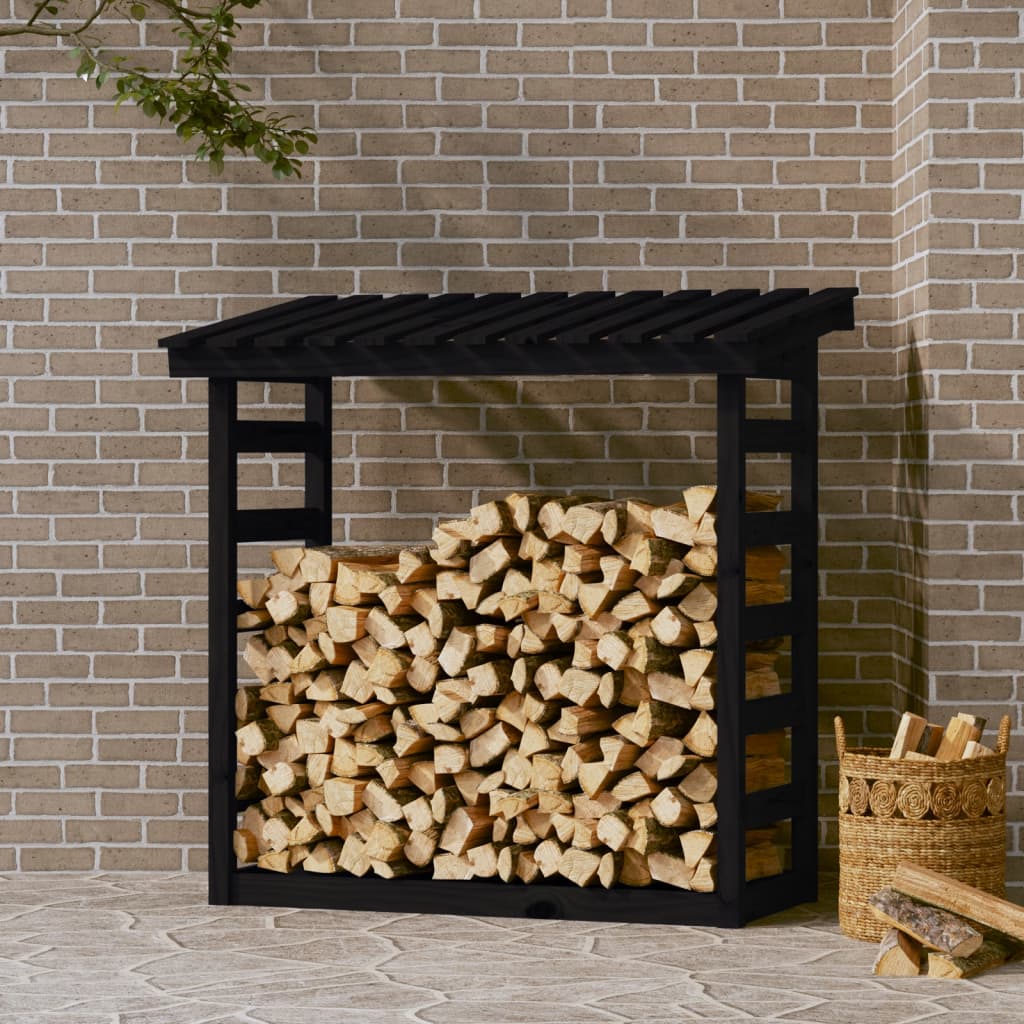 Berkfield Firewood Rack Black 108x64.5x110 cm Solid Wood Pine
