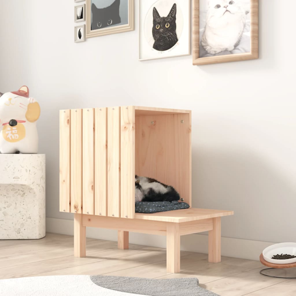 Berkfield Cat House 60x36x60 cm Solid Wood Pine