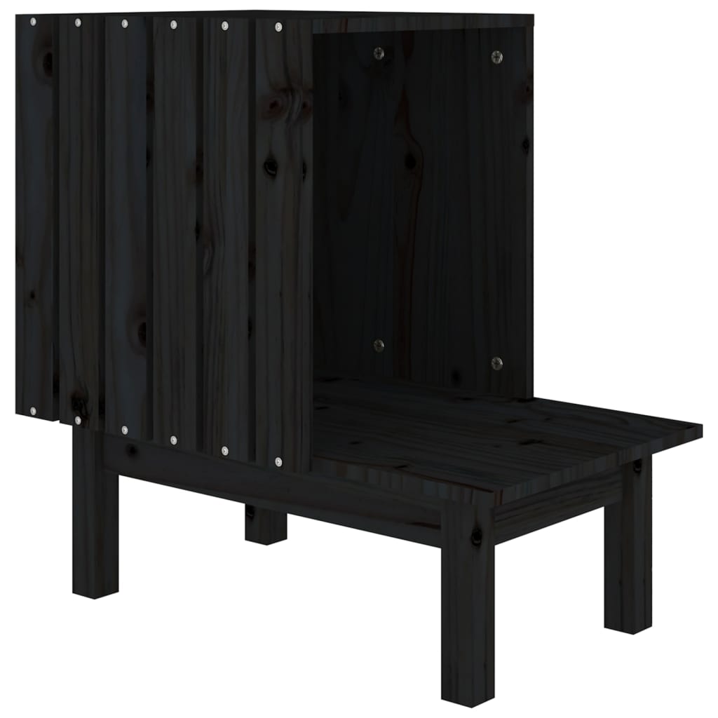 Berkfield Cat House Black 60x36x60 cm Solid Wood Pine