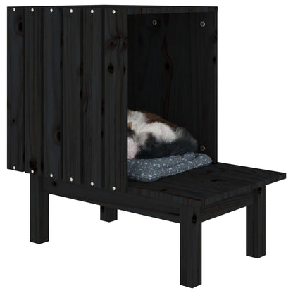 Berkfield Cat House Black 60x36x60 cm Solid Wood Pine