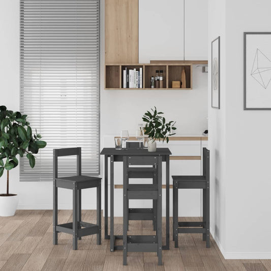 Berkfield 5 Piece Bar Set Grey Solid Wood Pine