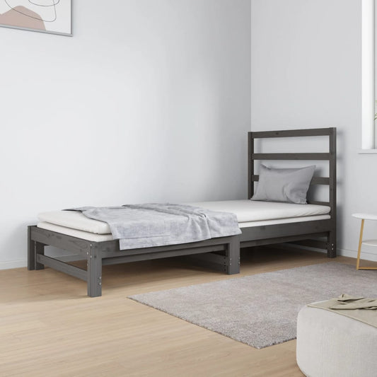 Berkfield Pull-out Day Bed Grey 2x(90x190) cm Solid Wood Pine