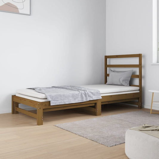 Berkfield Pull-out Day Bed Honey Brown 2x(90x190) cm Solid Wood Pine