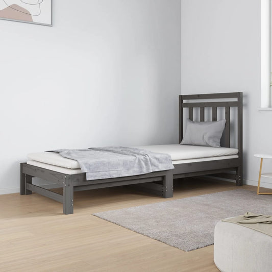 Berkfield Pull-out Day Bed Grey 2x(90x190) cm Solid Wood Pine