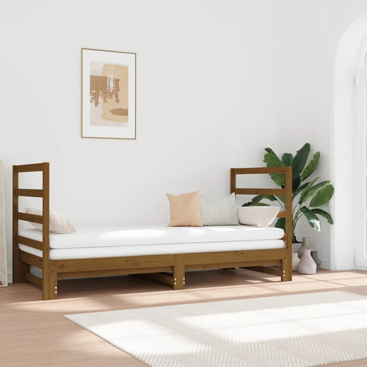 Berkfield Pull-out Day Bed Honey Brown 2x(90x190) cm Solid Wood Pine