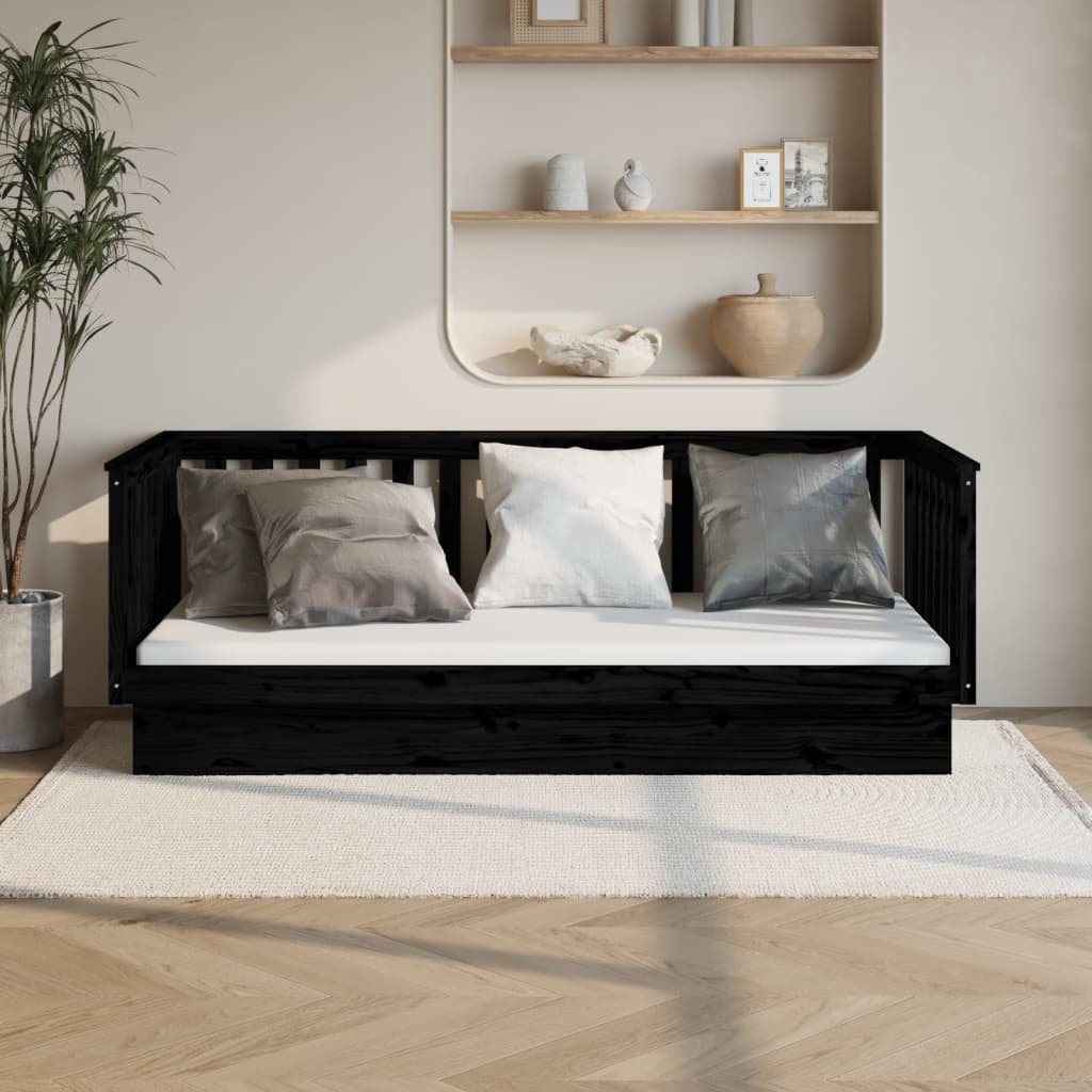 Berkfield Day Bed Black 80x200 cm Solid Wood Pine