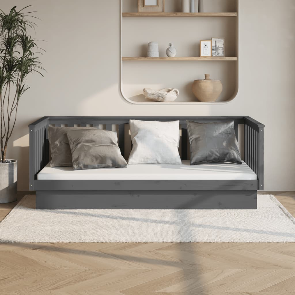 Berkfield Day Bed Grey 90x200 cm Solid Wood Pine