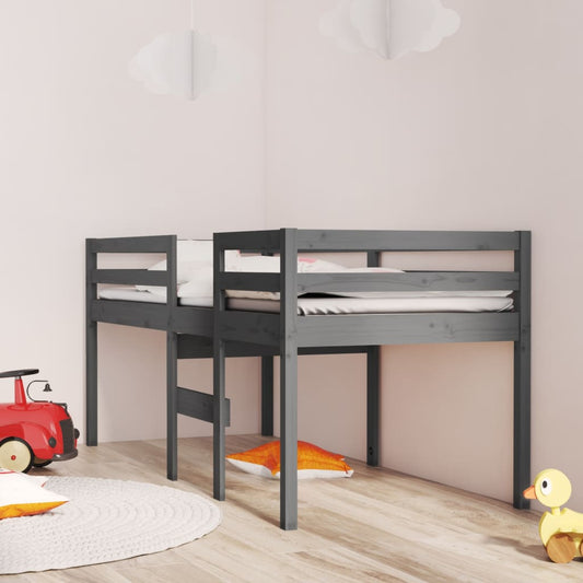 Berkfield High Sleeper Bed Grey 90x200 cm Solid Wood Pine