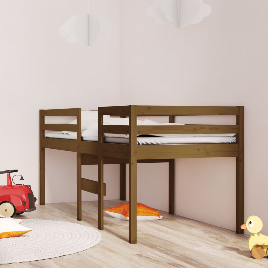 Berkfield High Sleeper Bed Honey Brown 75x190 cm 2FT6 Small Single Solid Wood Pine