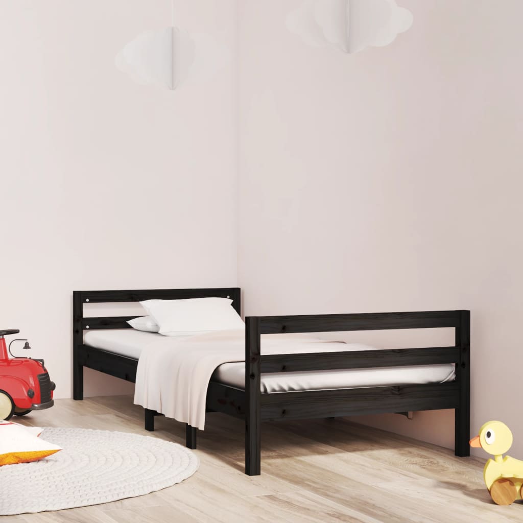 Berkfield Bed Frame Black 80x200 cm Solid Wood Pine