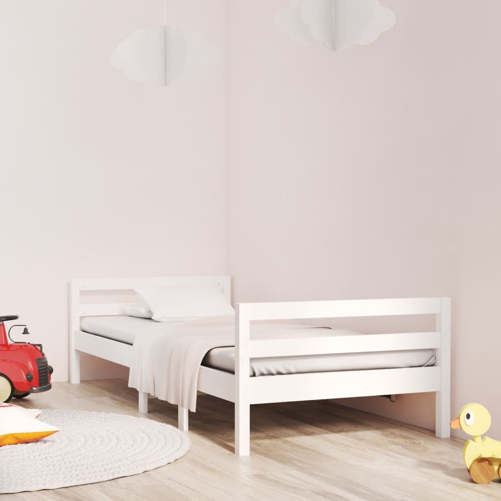 Berkfield Bed Frame White 75x190 cm 2FT6 Small Single Solid Wood Pine