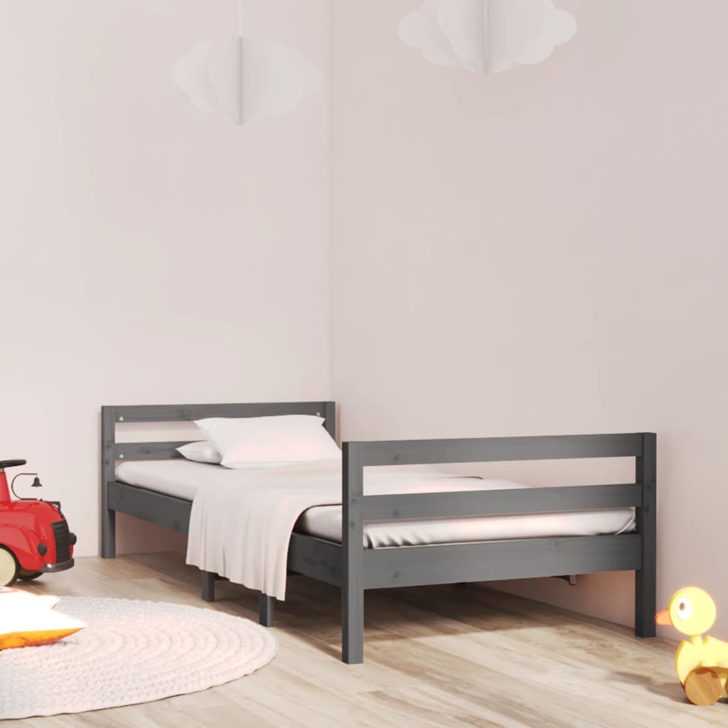 Berkfield Bed Frame Grey 75x190 cm 2FT6 Small Single Solid Wood Pine