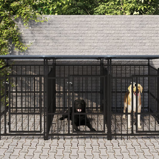 Berkfield Outdoor Dog Kennel with Roof Steel 18.77 m�__