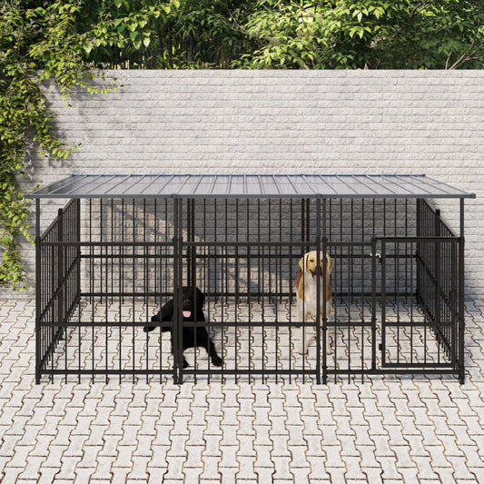 Berkfield Outdoor Dog Kennel with Roof Steel 3.75 m�__