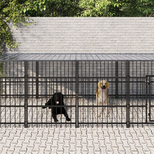 Berkfield Outdoor Dog Kennel with Roof Steel 7.51 m�__