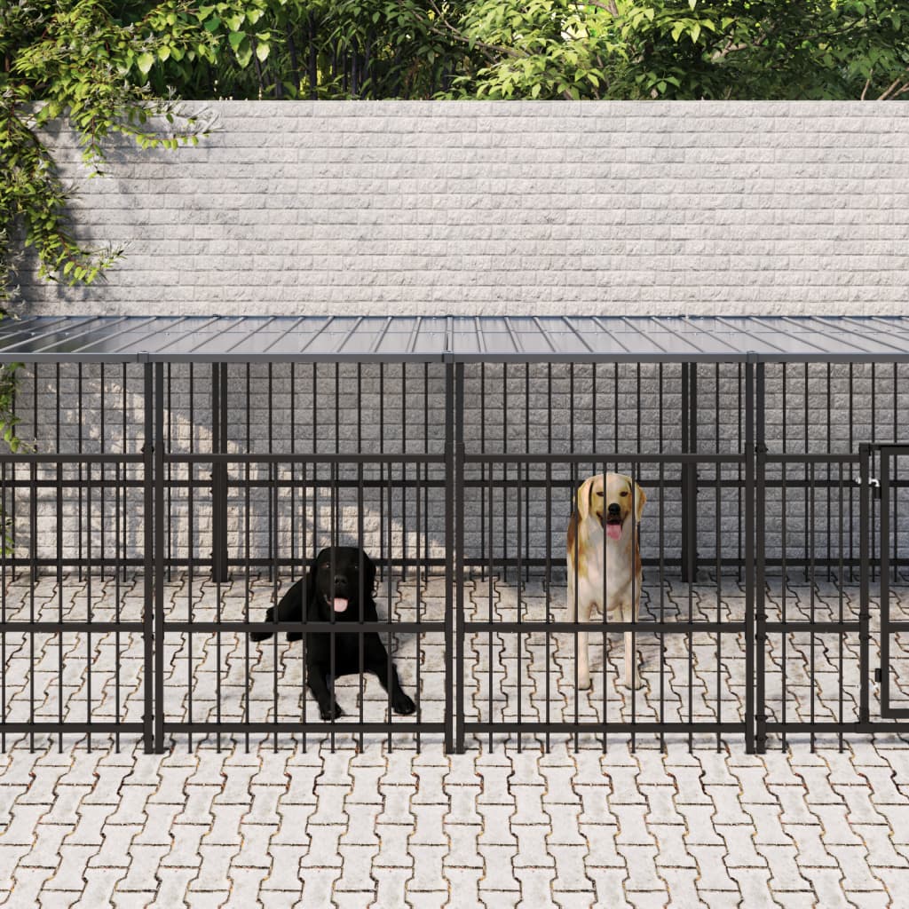 Berkfield Outdoor Dog Kennel with Roof Steel 11.26 m�__