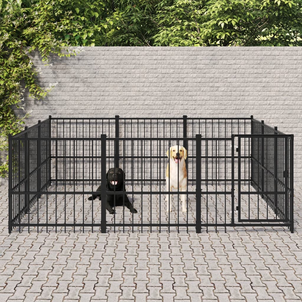 Berkfield Outdoor Dog Kennel Steel 8.47 m�__