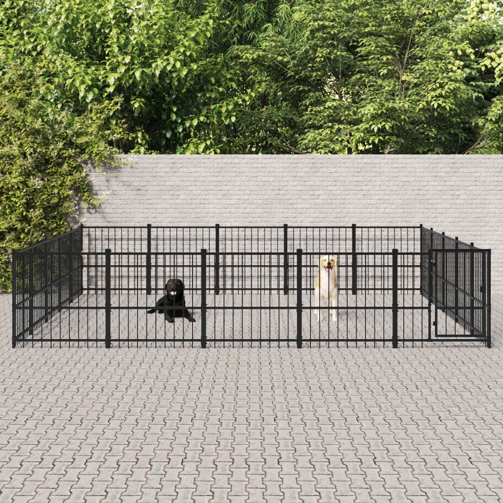 Berkfield Outdoor Dog Kennel Steel 23.52 m�__