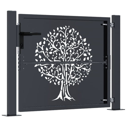 Berkfield Garden Gate Anthracite 105x105 cm Steel Tree Design