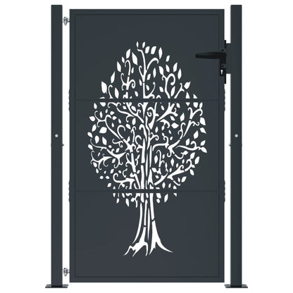 Berkfield Garden Gate Anthracite 105x155 cm Steel Tree Design
