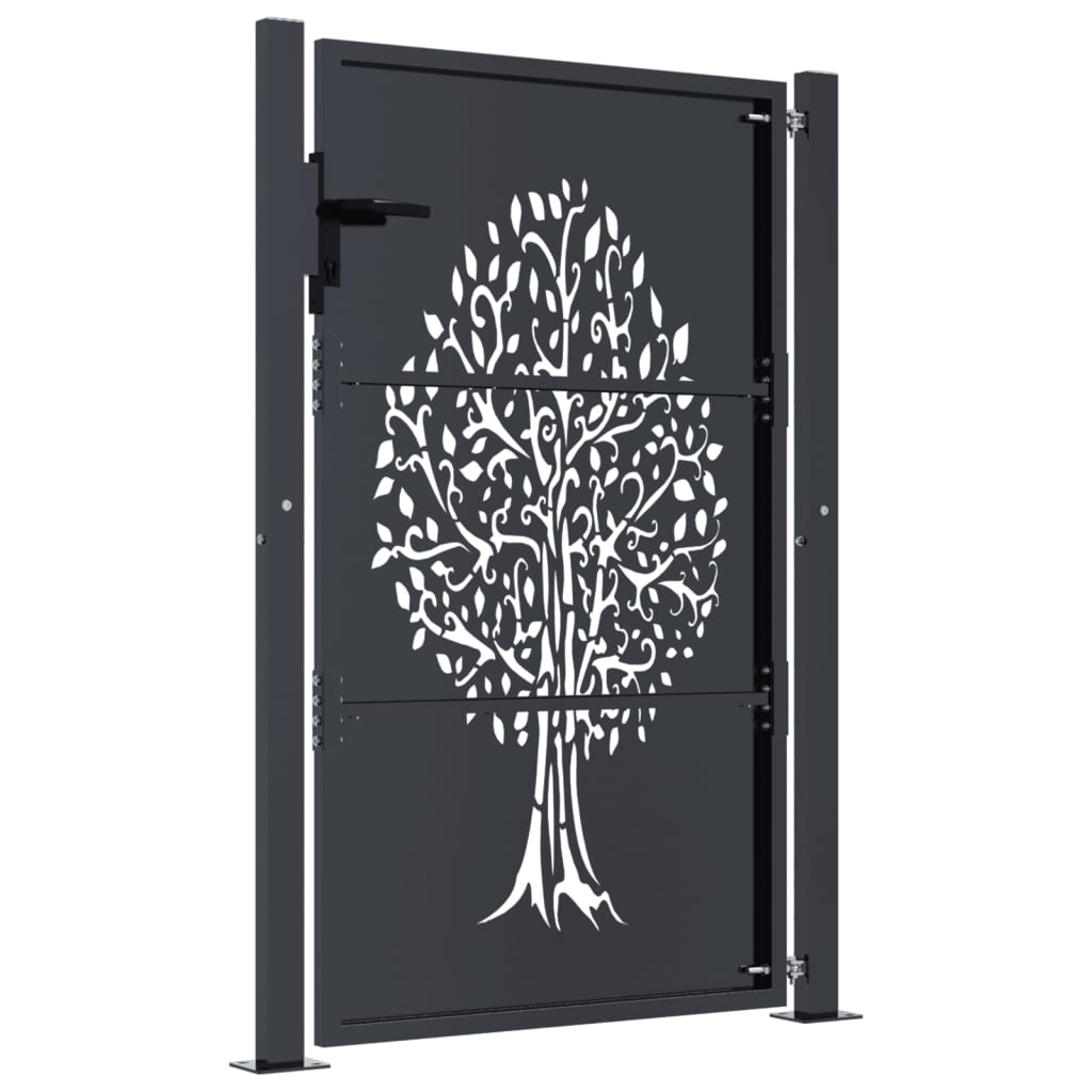 Berkfield Garden Gate Anthracite 105x155 cm Steel Tree Design