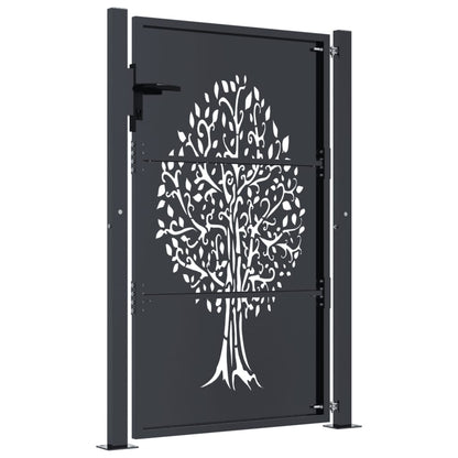 Berkfield Garden Gate Anthracite 105x155 cm Steel Tree Design