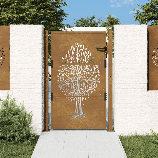 Berkfield Garden Gate 105x155 cm Corten Steel Tree Design