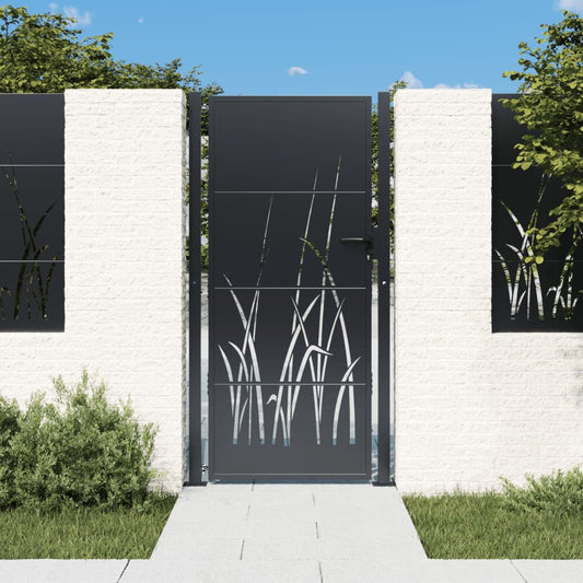 Berkfield Garden Gate Anthracite 105x205 cm Steel Grass Design