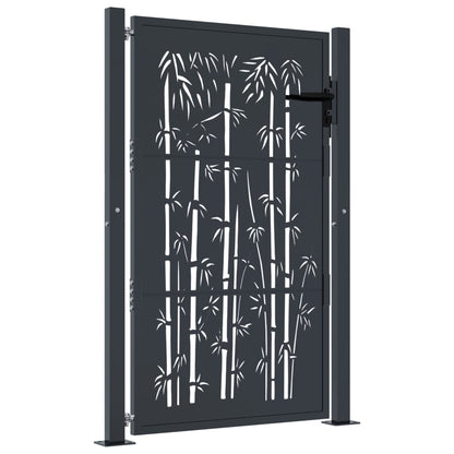 Berkfield Garden Gate Anthracite 105x155 cm Steel Bamboo Design