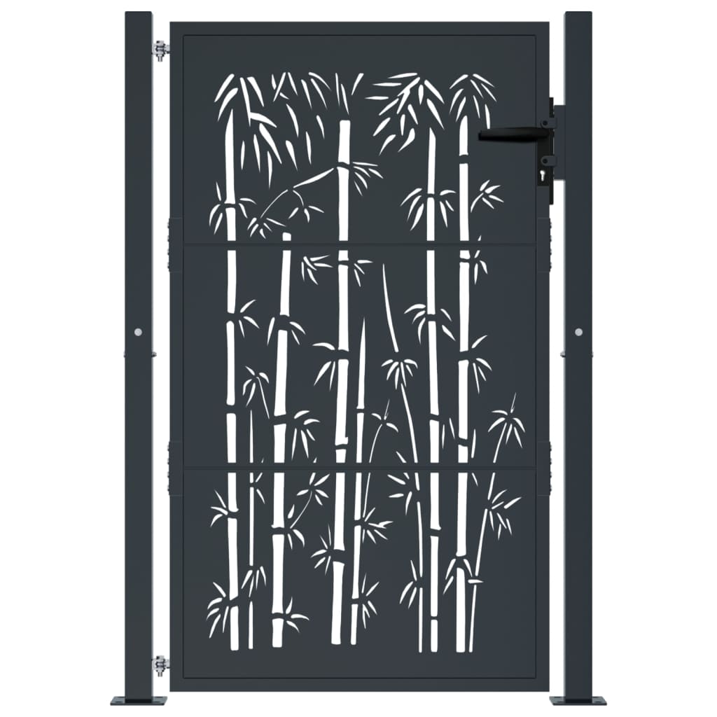 Berkfield Garden Gate Anthracite 105x155 cm Steel Bamboo Design