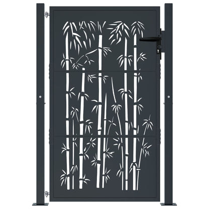 Berkfield Garden Gate Anthracite 105x155 cm Steel Bamboo Design