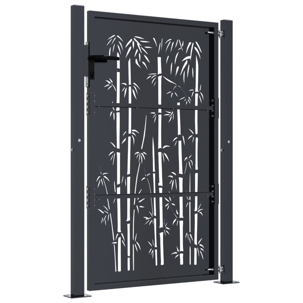 Berkfield Garden Gate Anthracite 105x155 cm Steel Bamboo Design