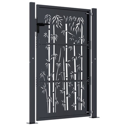 Berkfield Garden Gate Anthracite 105x155 cm Steel Bamboo Design