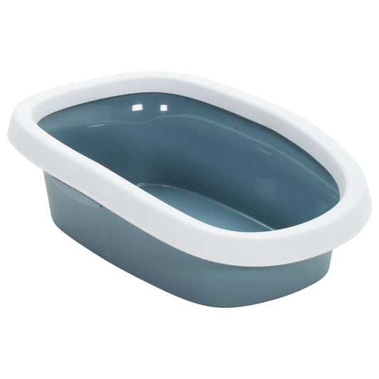Berkfield Cat Litter Tray White and Blue 58x39x17 cm PP