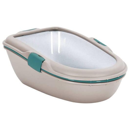 Berkfield Cat Litter Box Brown and White 69.5x47x26 cm PP