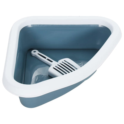 Berkfield Cat Litter Tray White and Blue 56x40x14 cm PP